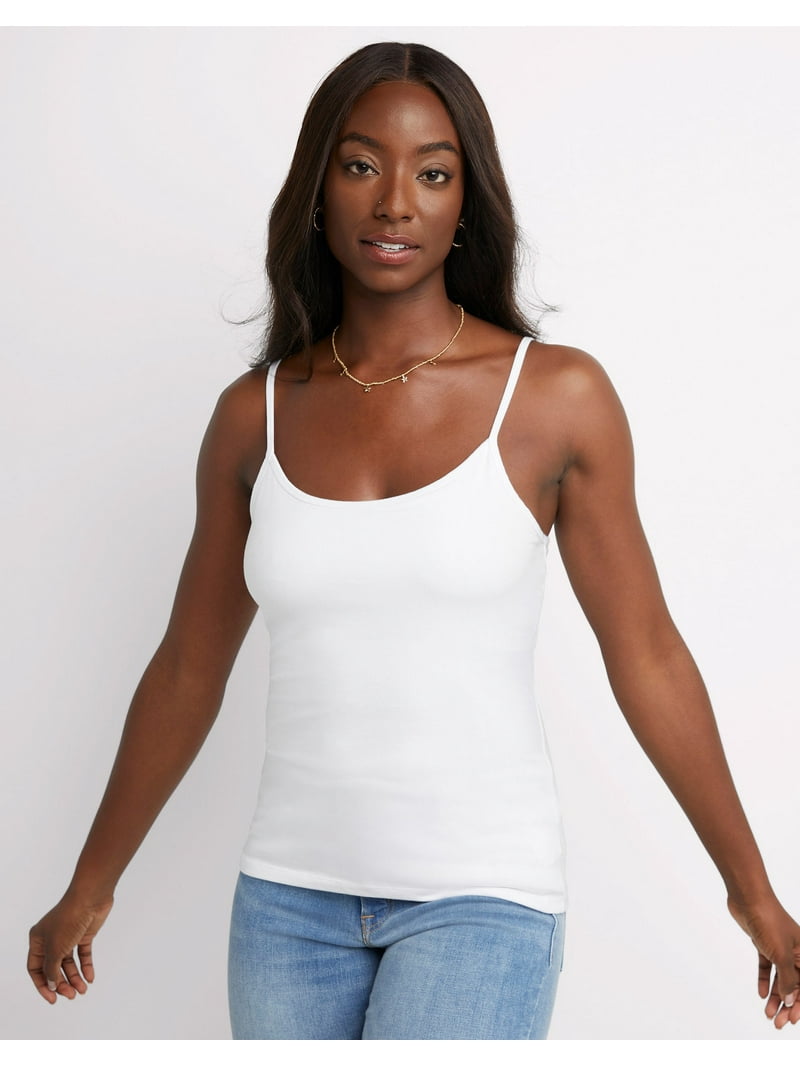 Hanes Women's Stretch Cotton Camisole with Built-In Shelf Bra