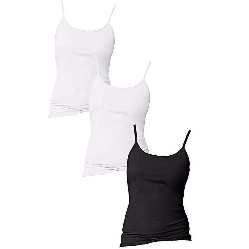 Hanes Women`s Stretch Cotton Cami with Built-in Shelf Bra Set of 3 S, Black  Pack of 3