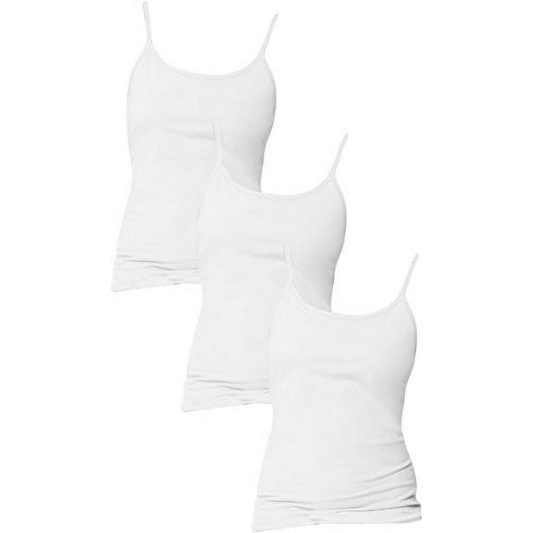 Hanes Women`s Stretch Cotton Cami with Built-in Shelf Bra Set of 3 M, White  Pack of 3