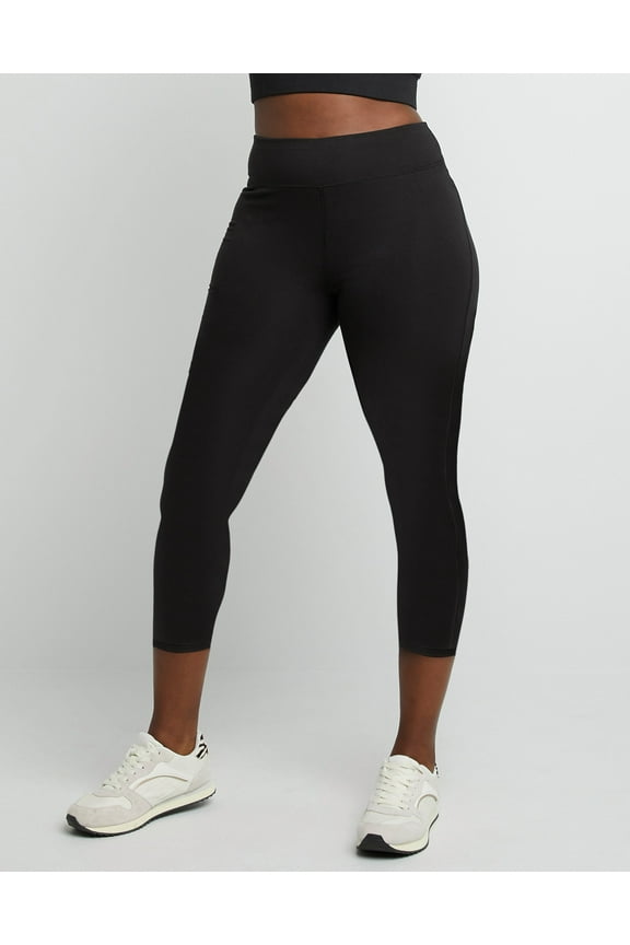 Women's Stretch Jersey Capri Leggings, 21" Black 2XL