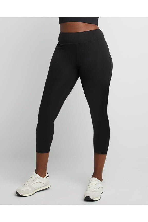 Women's Stretch Jersey Capri Leggings, 21" Black S