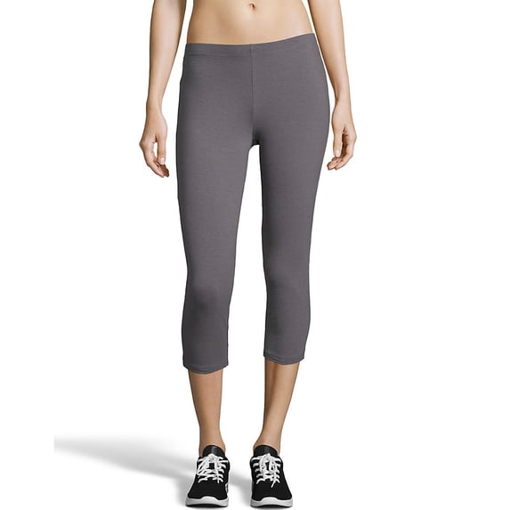 Hanes Women's Stretch Jersey Capri Leggings, 21" Charcoal Heather L