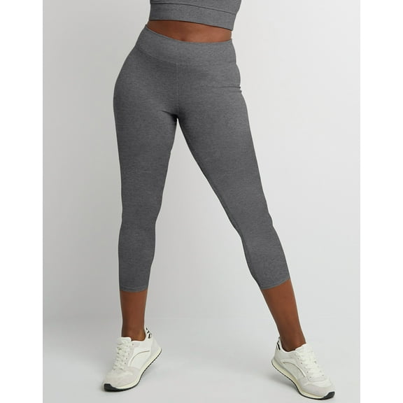 Hanes Women's Stretch Jersey Capri Leggings, 21" Charcoal Heather S