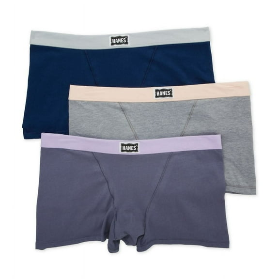 Hanes Women’s Stretch Vintage Cotton Boxer Brief Underwear, Multicolor (3 Pack)