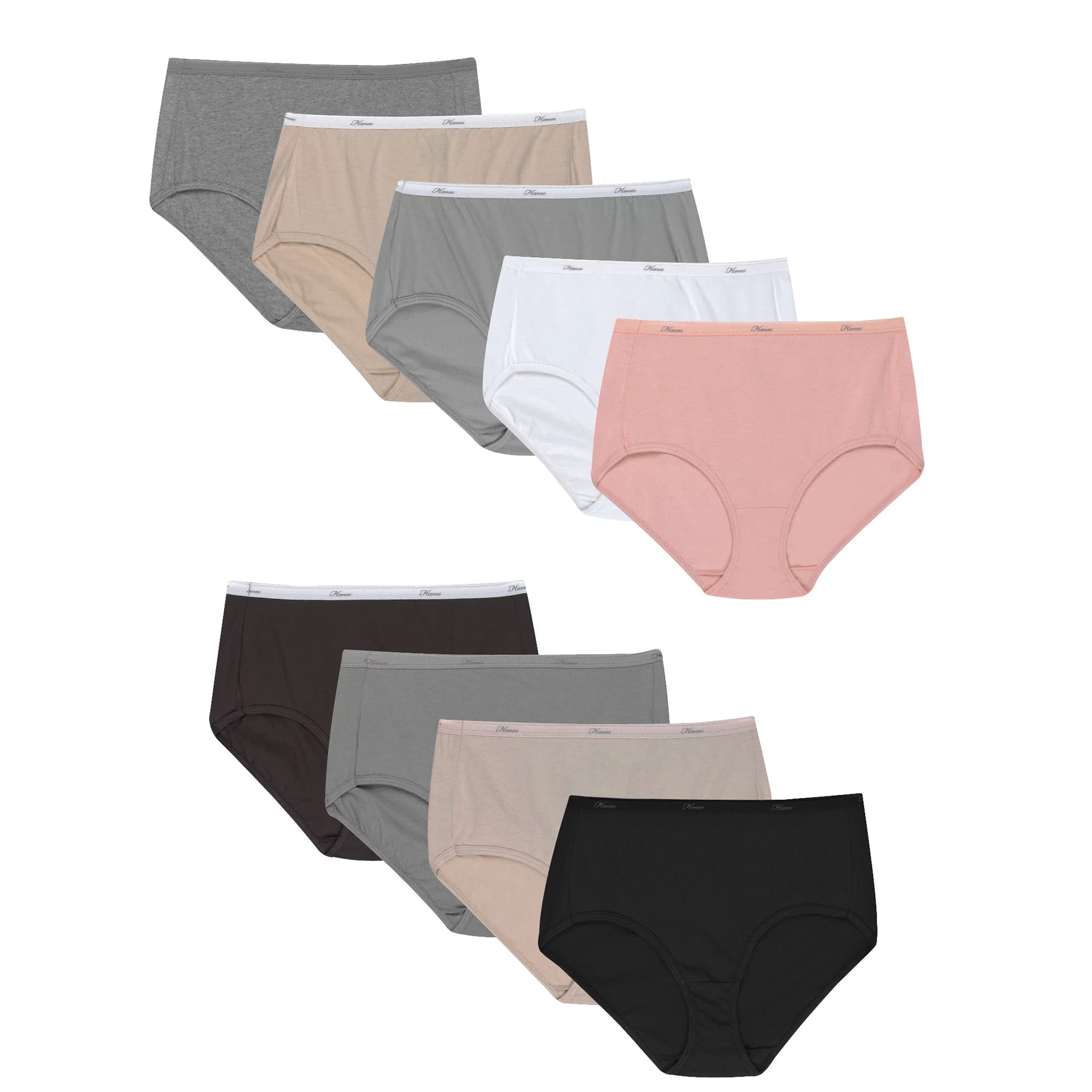 Hanes Brief Panties 12-Pack Women's Underwear Cool Comfort Sporty 100%  cotton