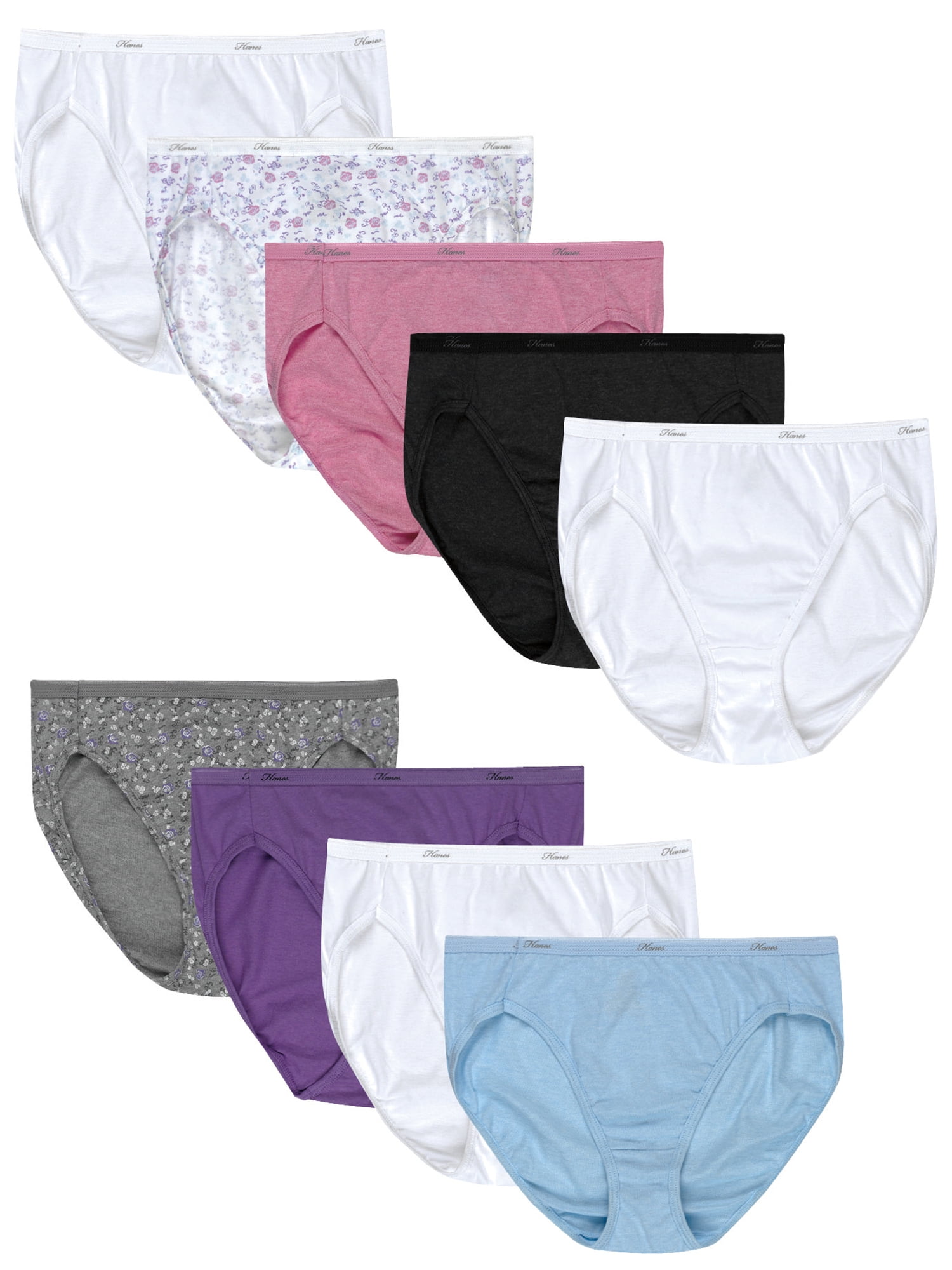 Hanes Women's Super Value Bonus Cool Comfort Cotton Hi-Cut Underwear, 6 ...