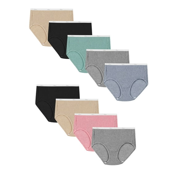 Hanes Women's Super Value Bonus Ribbed Cotton Brief Underwear, 6+3 Bonus Pack