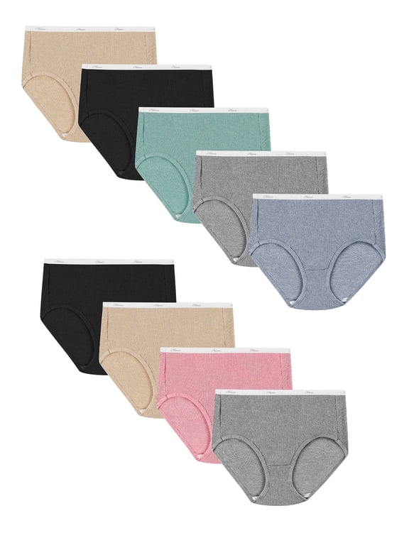 Women's Super Value Bonus Ribbed Cotton Brief Underwear, 6+3 Bonus Pack