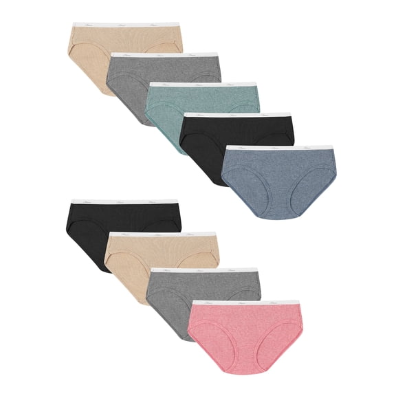 Hanes Women's Super Value Bonus Ribbed Cotton Hipster Underwear, 6+3 Bonus Pack