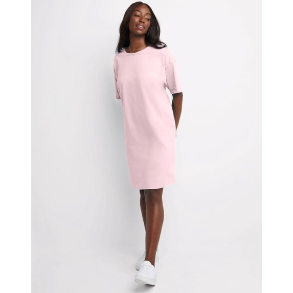 Hanes Women's T-Shirt Dress Short Sleeve Cotton Essentials Oversized Fit Midweight Cotton