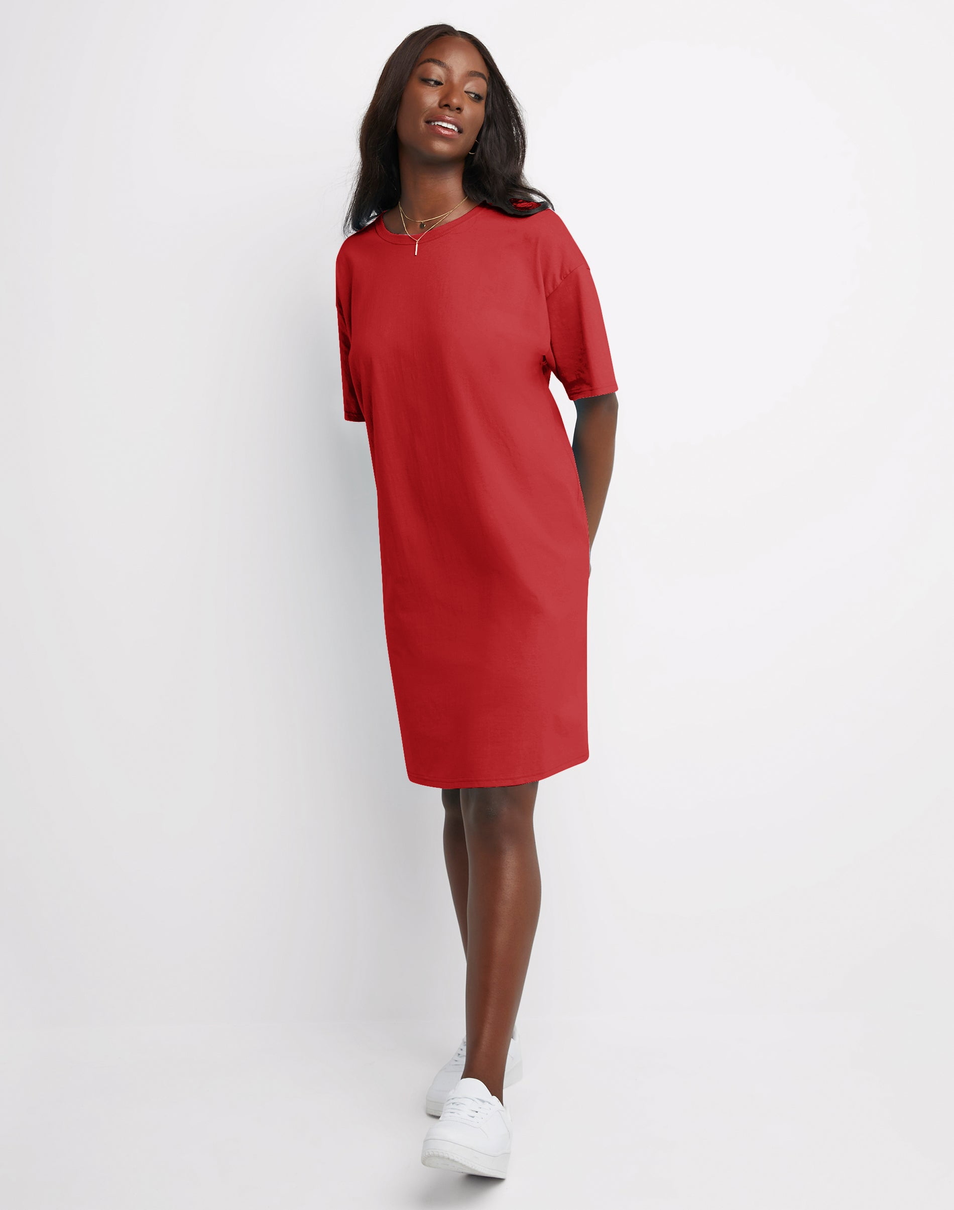 Hanes Women's T-Shirt Dress Short Sleeve Cotton Essentials