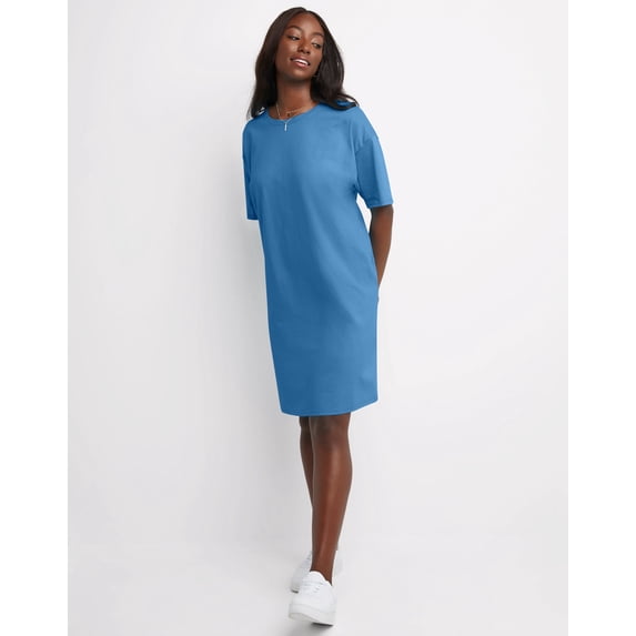 Hanes Women's T-Shirt Dress Short Sleeve Cotton Essentials Oversized Fit Midweight Cotton