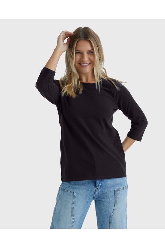 Women's T-Shirt Raglan Sleeve Tee Stretch Cotton Plain 6 Colors sz S-2XL