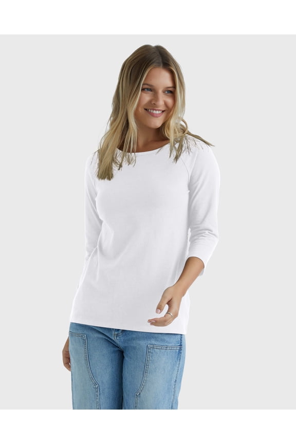 Women's T-Shirt Raglan Sleeve Tee Stretch Cotton Plain 6 Colors sz S-2XL