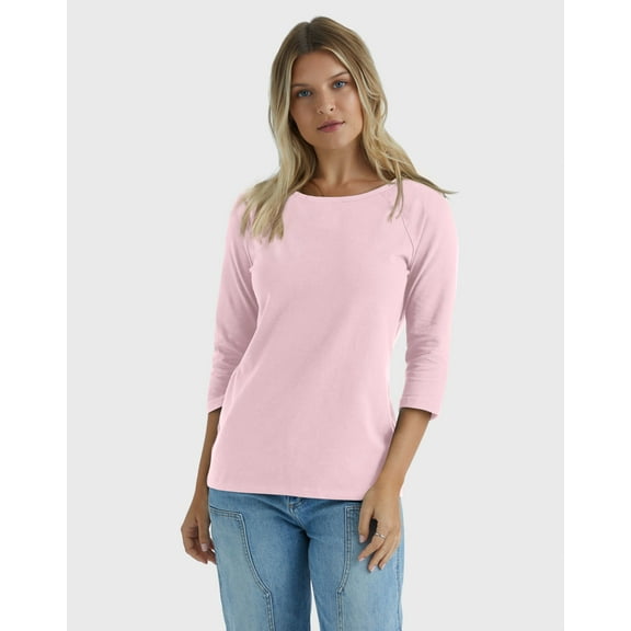 Hanes Women's T-Shirt Raglan Sleeve Tee Stretch Cotton Plain 6 Colors sz S-2XL