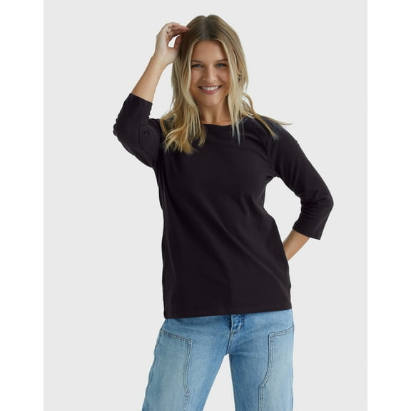 Hanes Women's T-Shirt Raglan Sleeve Tee Stretch Cotton Plain 6 Colors sz S-2XL