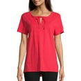 thumbnail image 1 of Hanes Women's Tie Front Henley with Crochet Trim, 1 of 5