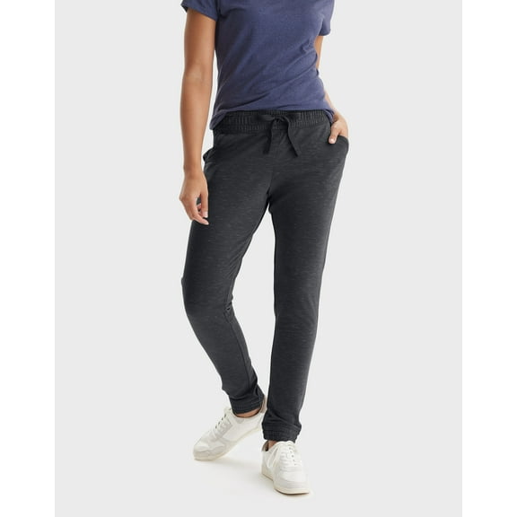 Hanes Women's French Terry Joggers with Pockets, 30" Black Heather 2XL