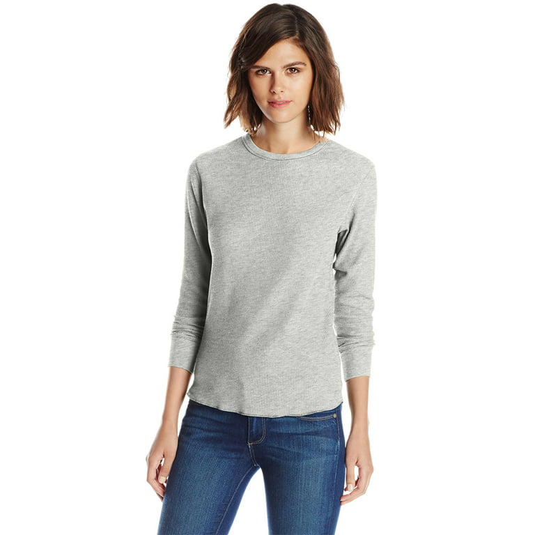 Hanes Women's Ultimate Thermal Underwear Long Sleeve Crew Top 41123-Small  (Charcoal) 
