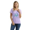 thumbnail image 1 of Hanes Women's V-Neck Graphic T-Shirt, Big Butterfly Impression/Salty Purple M, 1 of 5