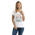 thumbnail image 1 of Hanes Women's V-Neck Graphic T-Shirt, Dream of Places Far Away Away/White S, 1 of 5