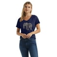 thumbnail image 1 of Hanes Women's V-Neck Graphic T-Shirt, Elephant Pattern Elephant/Navy Heather L, 1 of 5