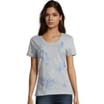 thumbnail image 1 of Hanes Women's V-Neck Graphic T-Shirt, Floral Clusters Placed Message/Light Steel S, 1 of 3