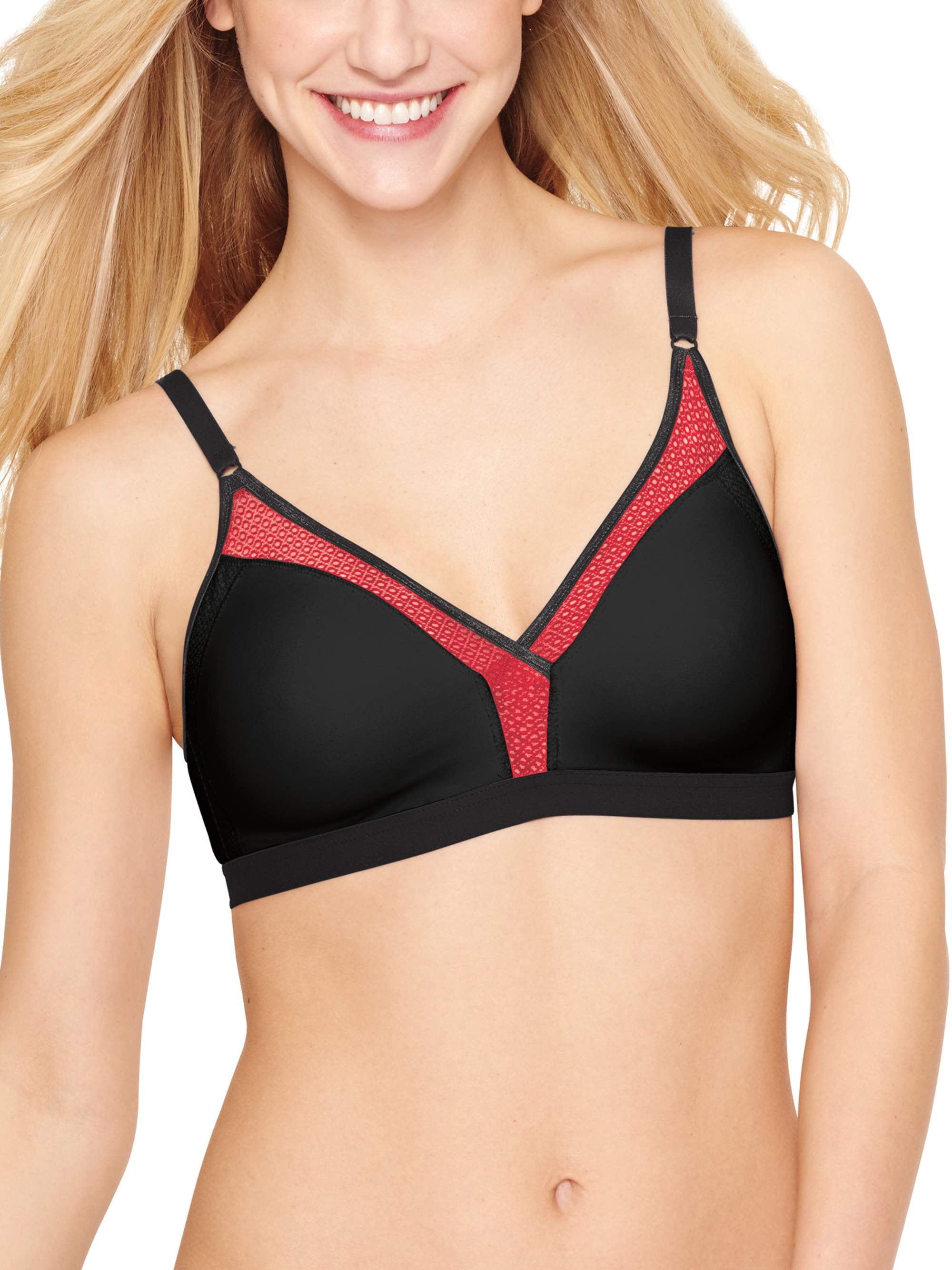 Hanes Women's X-Temp Unlined Wirefree Convertible, Black/Diva Pink, Small