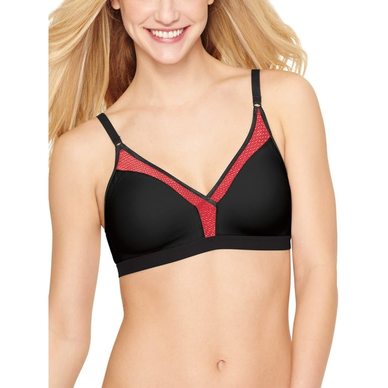 Hanes Women's X-Temp Unlined Wirefree Convertible, Black/Diva Pink, Small