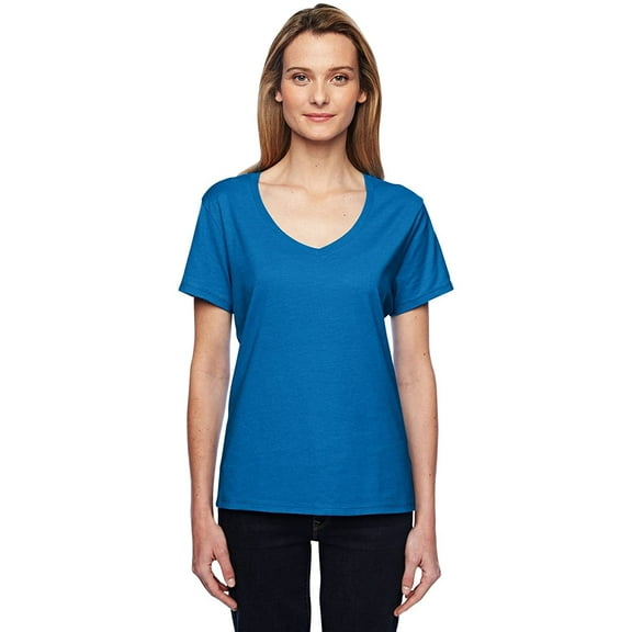 Hanes Women's X-Temp V-Neck T-Shirt_Neon Blue Heather_2XL