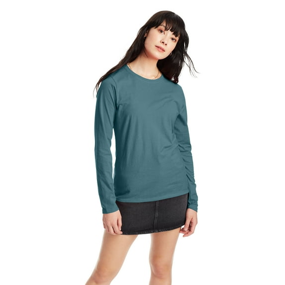 Hanes Women’s Long Sleeve Scoop Neck Cotton T-Shirt