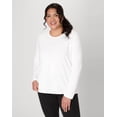 thumbnail image 1 of Hanes Women's Long Sleeve Scoop-Neck Cotton T-Shirt (Plus Size) White 3X, 1 of 5