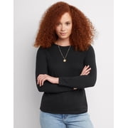 Hanes Women's Long Sleeve Cotton T-Shirt Ebony 2XL