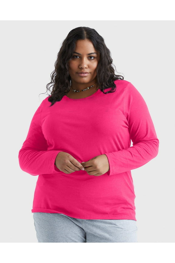 Hanes Women's Long Sleeve Cotton T-Shirt, Sizes XS-5X