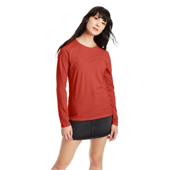 Hanes Women’s Long Sleeve Scoop Neck Cotton T-Shirt