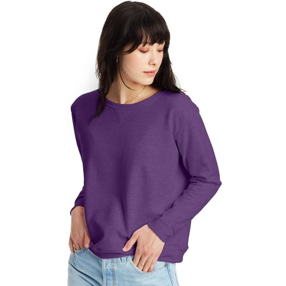 Hanes Women's EcoSmart Cotton V Notch Fleece Sweatshirt, Sizes XS-2XL