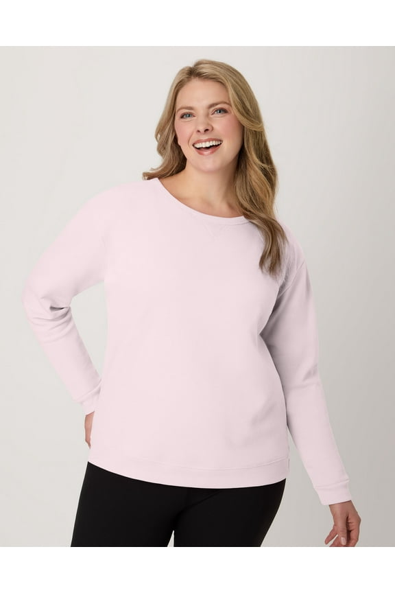 EcoSmart Women's Fleece Sweatshirt, V-Notch Pale Pink L