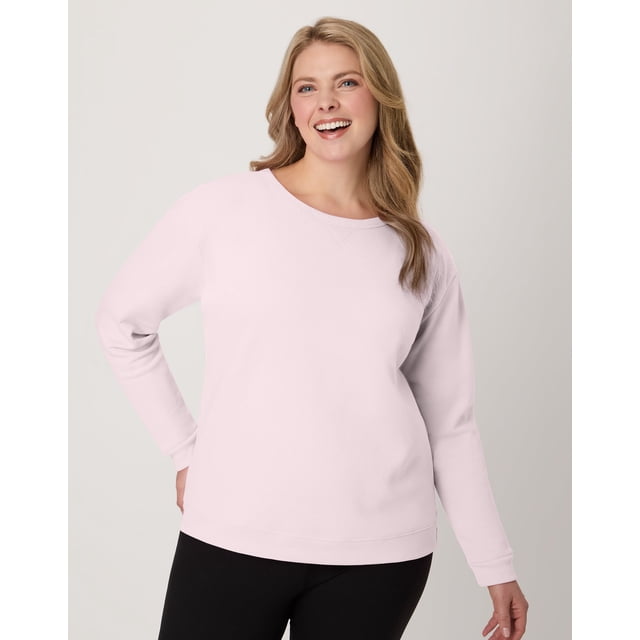 Hanes EcoSmart Women's Fleece Sweatshirt, V-Notch Pale Pink XL