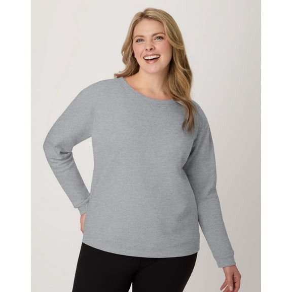 Hanes EcoSmart Women's Fleece Sweatshirt, V-Notch Light Steel XL