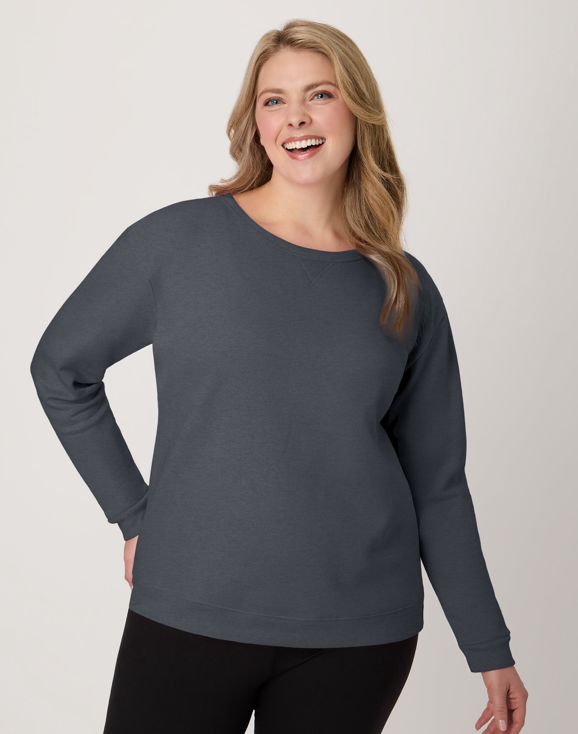 Hanes EcoSmart Women's Midweight Fleece Sweatshirt, V-Notch, Light