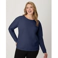 thumbnail image 1 of Hanes EcoSmart Women's Fleece Sweatshirt, V-Notch Navy Heather XL, 1 of 5
