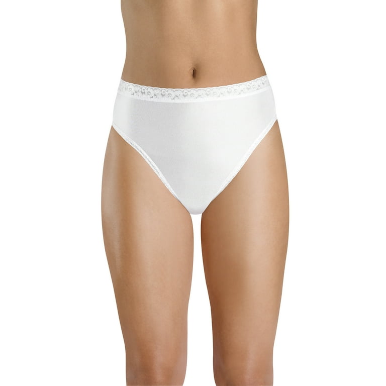 Hanes Cotton Hi-Cut White Panties 7 Pack (5, White) at