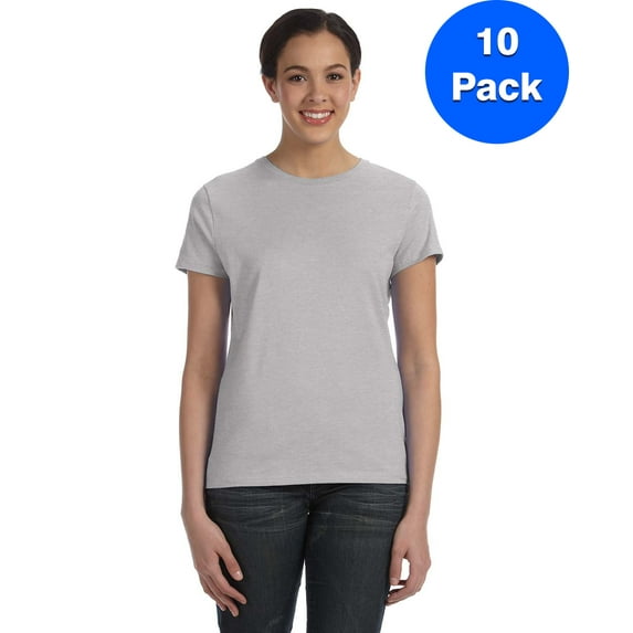 Hanes Womens 100% Ringspun Cotton Nano-T T-Shirt SL04 (5 PACK)