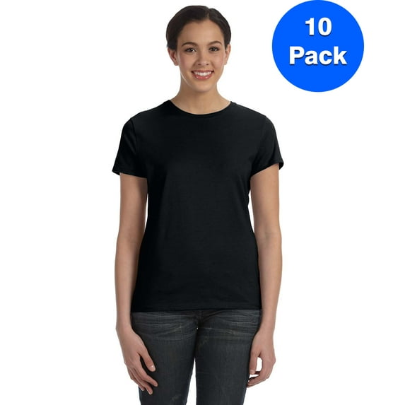 Hanes Womens 100% Ringspun Cotton Nano-T T-Shirt SL04 (5 PACK)