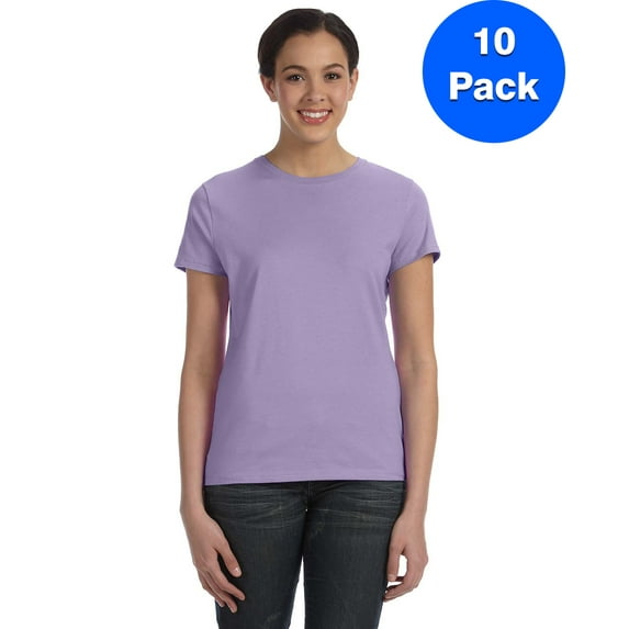 Hanes Womens 100% Ringspun Cotton Nano-T T-Shirt SL04 (5 PACK)