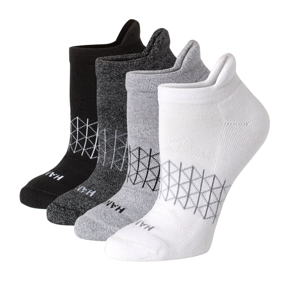 Hanes Womens Absolute Comfort No-Show Socks w/ Heel Shield, 4-Pack, Size 5-9