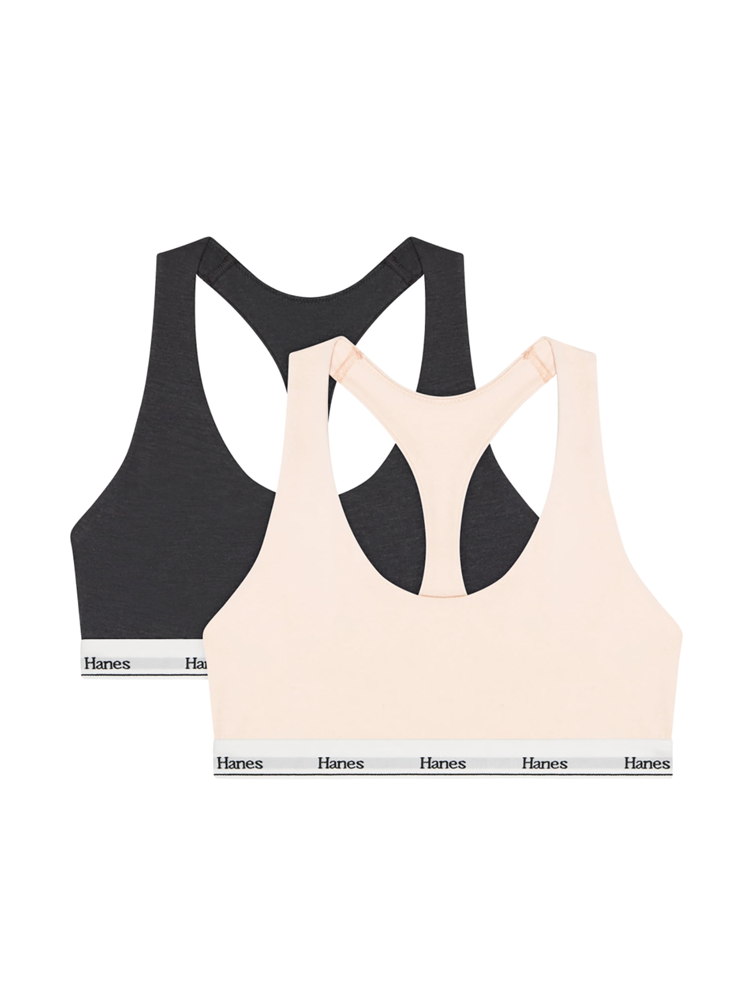 Hanes Womens' Originals Stretch Racerback 2 Pack Bralette, Style MHO101