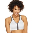 thumbnail image 1 of Hanes Womens ComfortFlex Fit Easy On Zip Front Wirefree Sports Bra, 2XL, White, 1 of 2