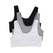 Womens Cotton Scoopneck Crop Sports Low Impact Bralette 3-Pack