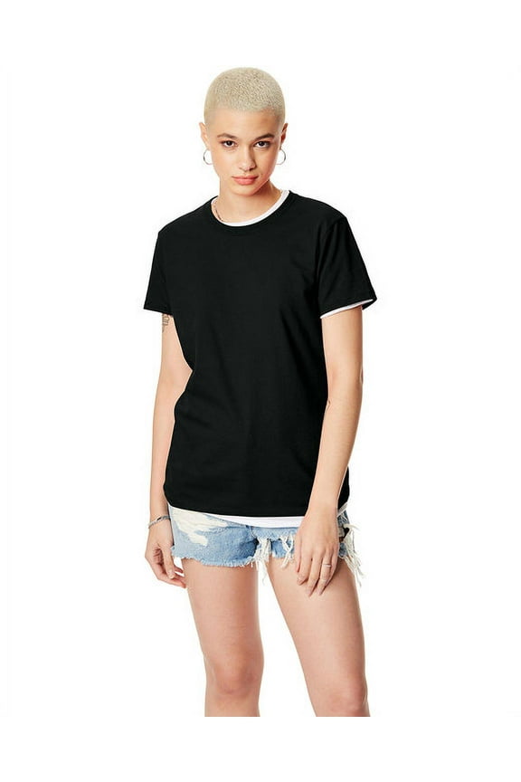 -Womens Crew Tee-Black-4X Large